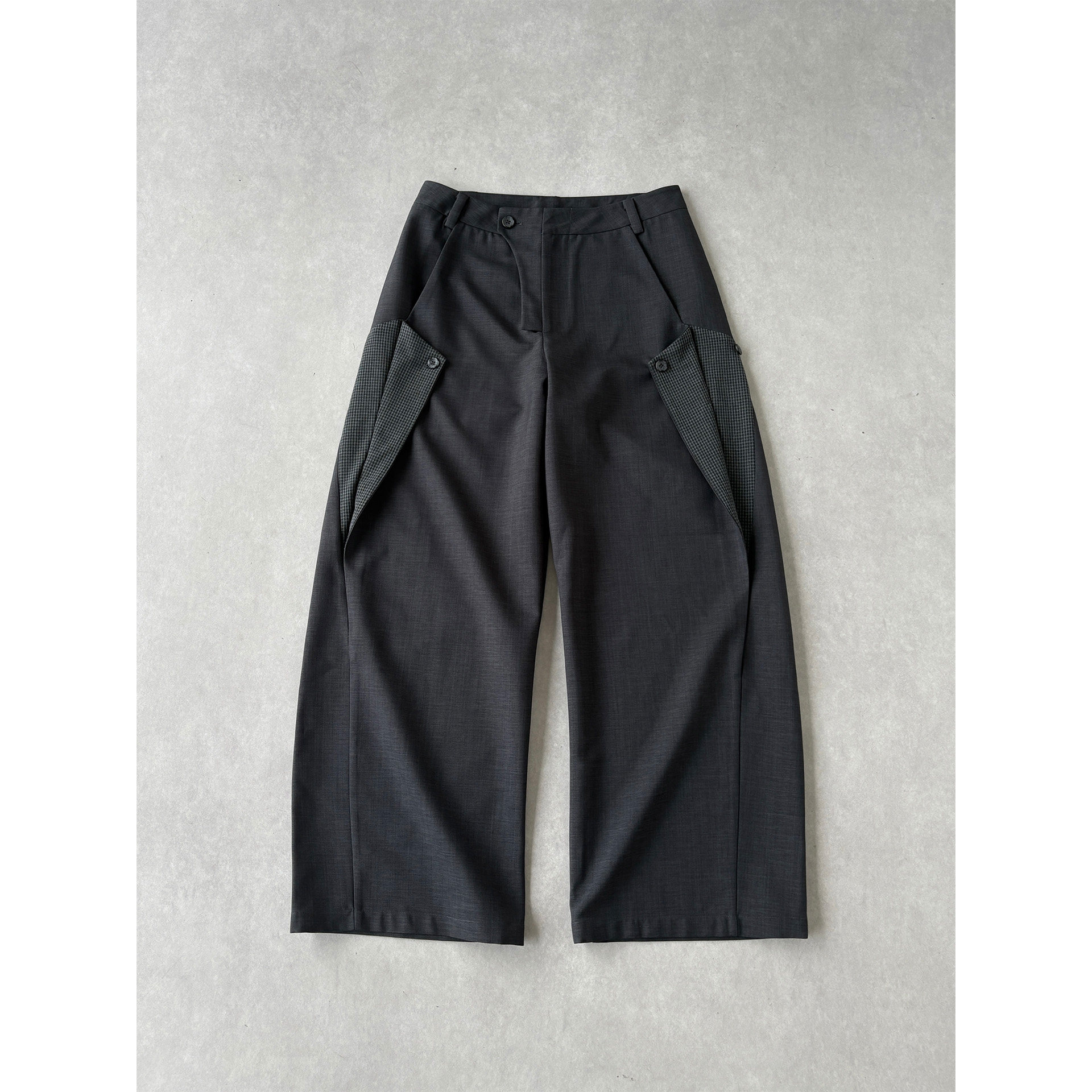 H1c 格刃*千鸟格解构A字阔腿TR西裤 活页翻褶/弯刀廓形/竹节肌理,男装,西裤,淘宝优惠券,粉丝福利购,淘宝优惠卷