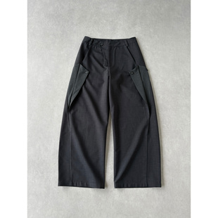 H1c 格刃*千鸟格解构A字阔腿TR西裤 活页翻褶/弯刀廓形/竹节肌理