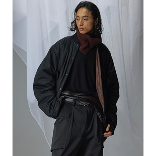 H1c MA1*抽褶弯刀袖棕内纽扣羽绒棉Bomber棉服外套/ 力量廓形