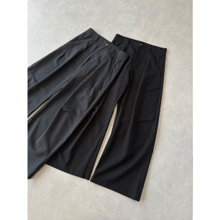 特殊肌理 仿麻肌理解构打褶阔腿基础西裤 挺括有型 80天丝 H1c