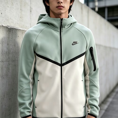Nike 拼色连帽长袖拉链夹克外套男款 浅绿色HV0950-020