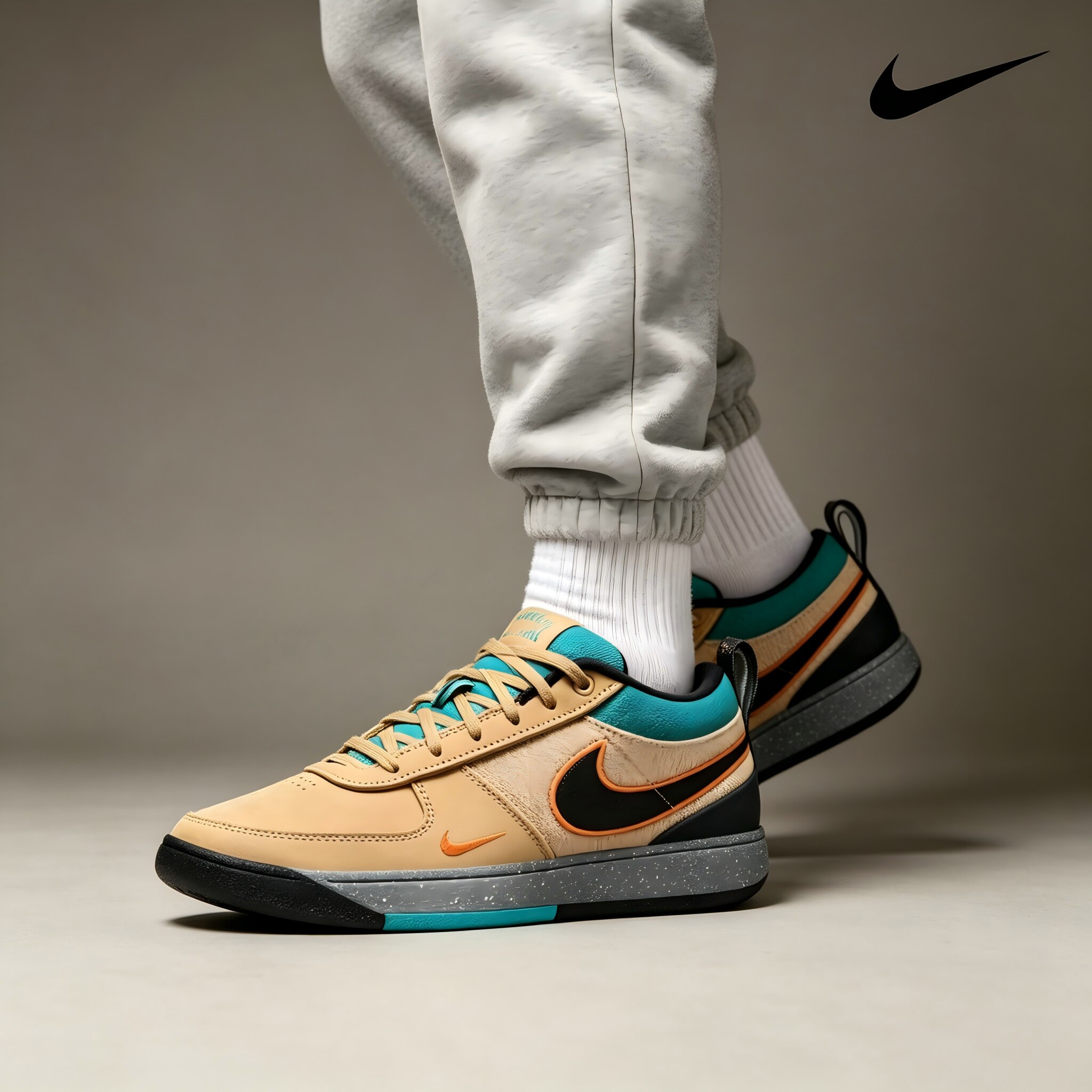 Nike Book 1 舒适 耐磨低帮篮球鞋男款米黑色IF2405-200