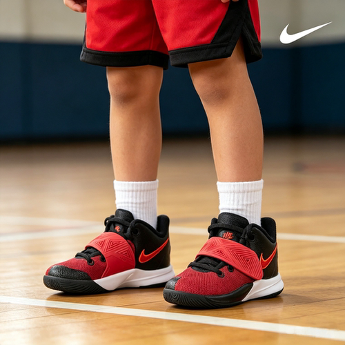 Nike Flytrap3合成革减震耐磨透气低帮篮球鞋黑红童DQ5621-005