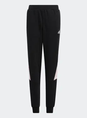adidas 童装 Jk Fl Pnt 品牌Logo印花束脚运动裤 女童 黑色HM9673