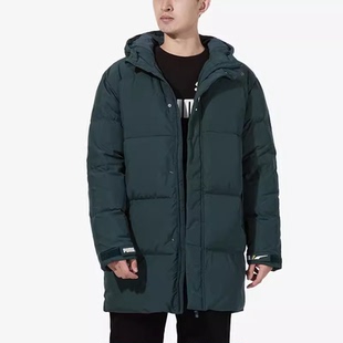 PUMA 休闲中长款保暖连帽面包羽绒服 男款 深绿色532916-80
