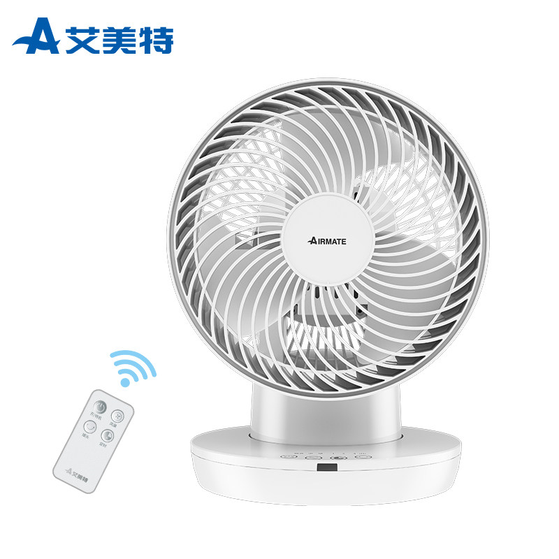 艾美特电风扇小型空气循环扇静音家用扇涡轮对流摇头静音台式电扇