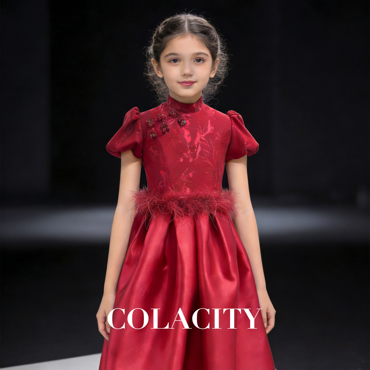 新中式国潮风儿童礼服红色泡泡袖旗袍领拜年服生日钢琴主持中长裙,童装/婴儿装/亲子装,儿童礼服,淘宝优惠券,粉丝福利购,淘宝优惠卷