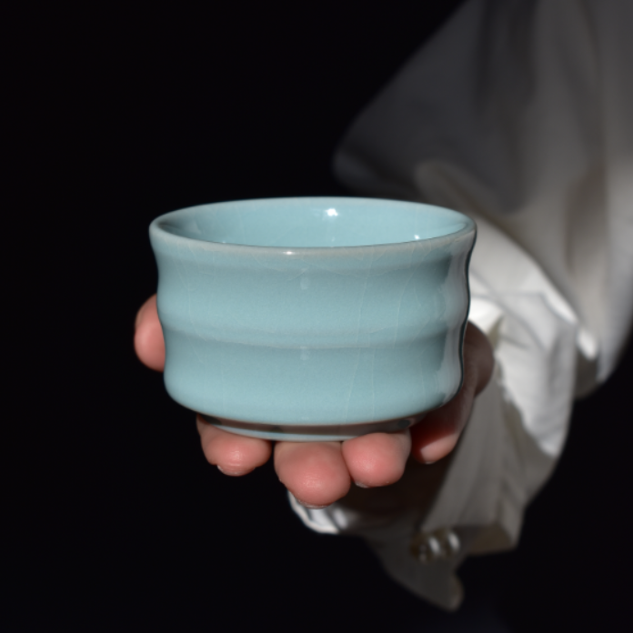 郭留江大师天青釉汝瓷茶杯主人杯