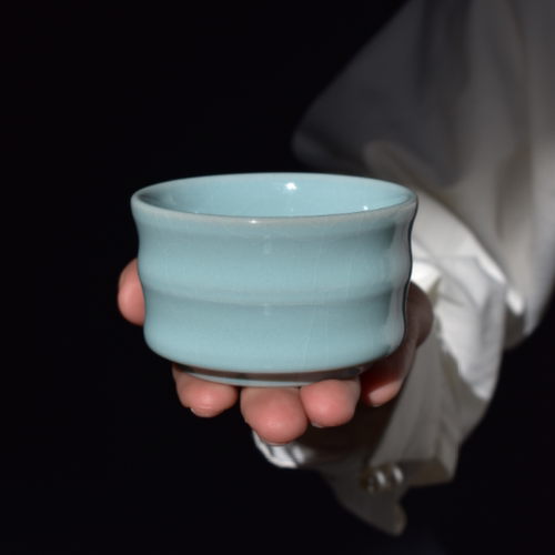 郭留江大师天青釉汝瓷茶杯主人杯
