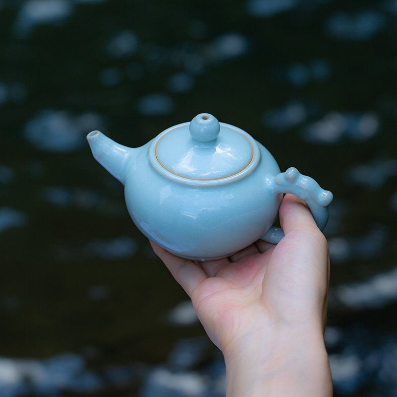 汝瓷单个釉色开片功夫茶壶