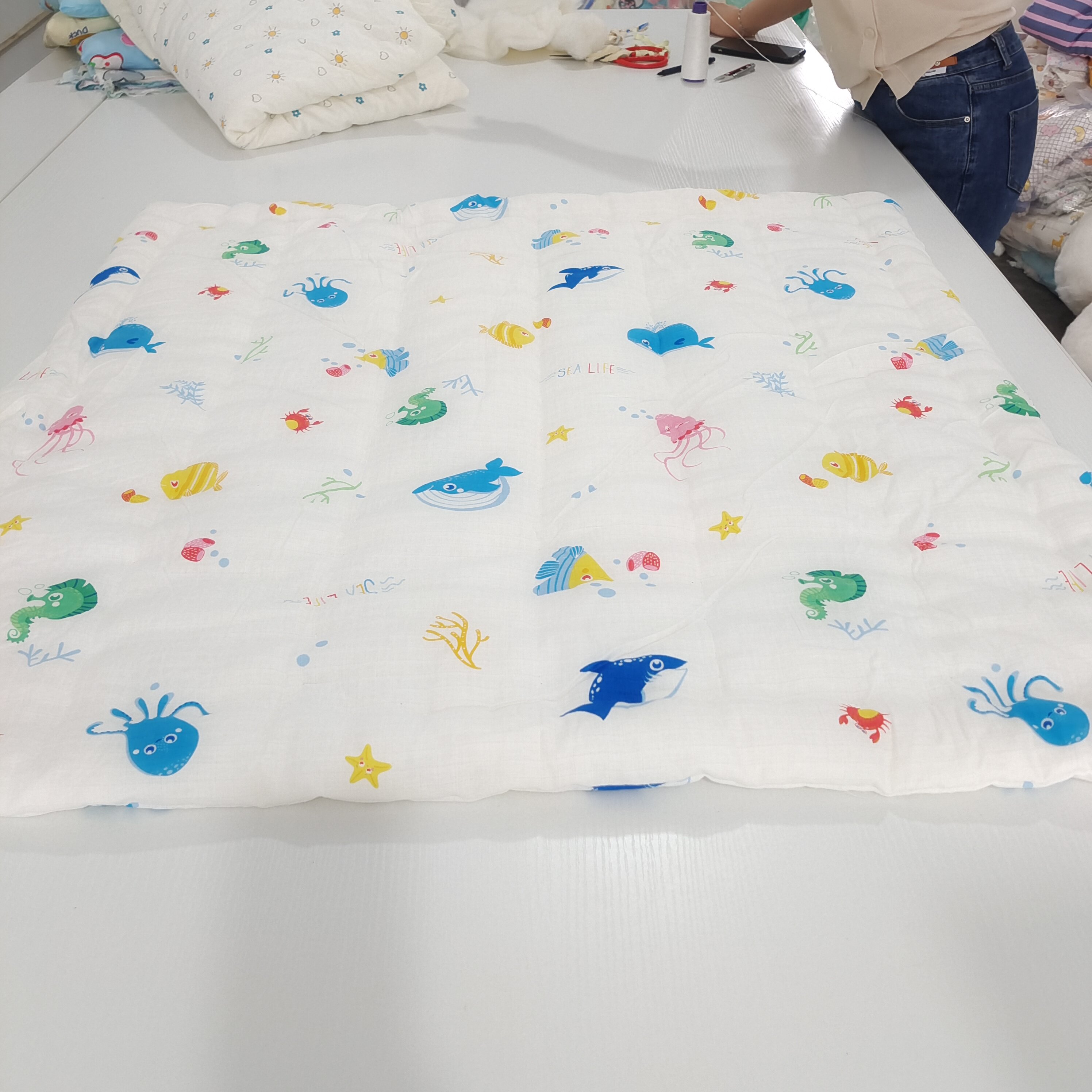 纯棉棉花婴儿宝宝包被被褥尿垫铺地两件套幼儿园床垫被子