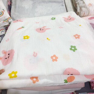 定做纯棉双层绉纱婴儿襁褓巾纱布包巾毯子盖毯被单单被泡泡纱包被
