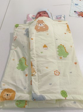 纯棉花新出生婴幼儿宝宝医院月子中心孕婴床睡袋T字包被可机洗