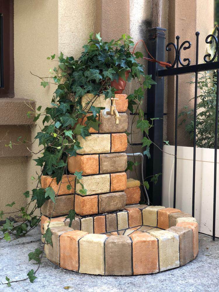 出口日本花园建材别墅庭院仿石头水池户外水龙头红砖立水栓露台