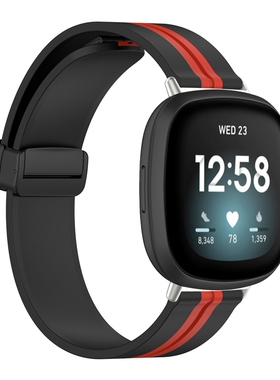 适用fitbit versa1/2/3/4折叠扣磁吸表带sense1/2橡胶腕带双色
