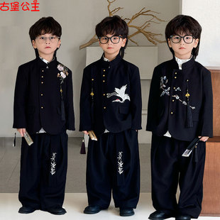 儿童汉服秋冬季新款男童国风唐装演出服帅气新中式中山装礼服套装