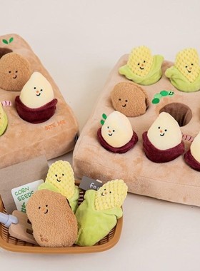 【现货】韩国正品Biteme宠物农场菜园益智藏食发声毛绒玩具套装