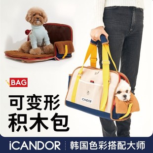 iCANDOR韩国进口宠物外出背包遛狗包多功能车载包航空箱宠物床