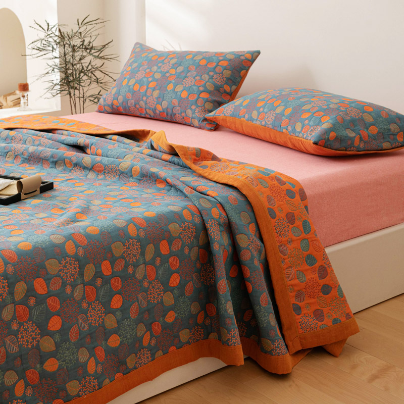 A类母婴级全棉色织双层纱三层纱多功能盖毯空调被纯棉纱水洗床盖