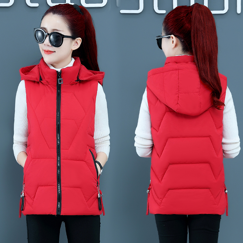 秋冬羽绒棉马甲女时尚修身连帽