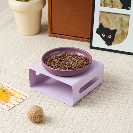 创意卡通猫狗侧脸慢食盘家用陶瓷宠物碗猫碗狗碗防噎缓食盆防打翻