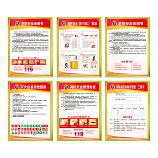 新版消防安全管理制度标识牌工厂车间仓库酒店宾馆幼儿园小区加油站三个提示四个能力预承诺书制度牌上墙贴纸