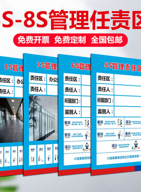 5S 6S 7S 8S管理责任区标识牌银行4s店企业工厂现场管理标志区域安全责任牌警示标示标牌牌子验厂文化标语