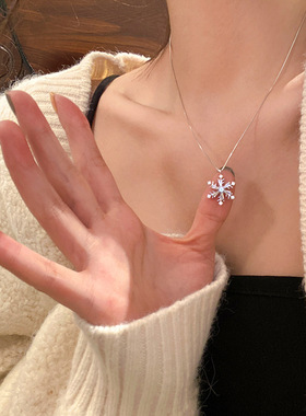 s925纯银可旋转雪花项链