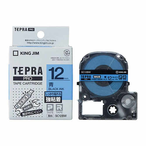 锦宫贴普乐TEPRA PRO 强粘性彩色标签纸 SC12BW 蓝底黑字