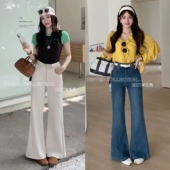 微喇牛仔喇叭裤 弹力高腰显瘦修身 E277 女2026春季 柔柔家实拍喇叭裤