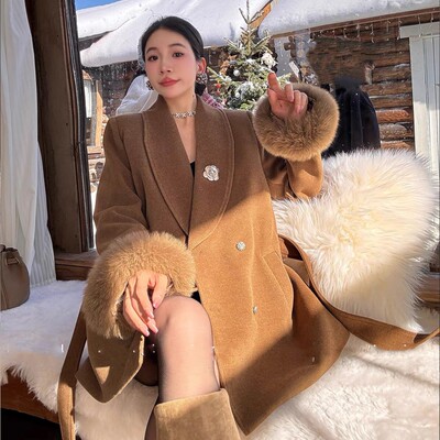 柔柔家小香风羽绒内胆毛羊毛呢