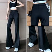 907 裤 微喇西装 女2025秋高腰显瘦拖地喇叭裤 柔柔家加绒加厚小黑裤