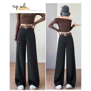 休闲西裤 柔柔家黑色西装 高腰垂感直筒窄版 女2026新款 子621 阔腿裤