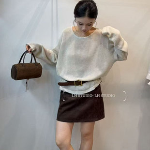 阿兰家2025秋季新款气质杂线针织调性套头简韩开衫针织衫25208