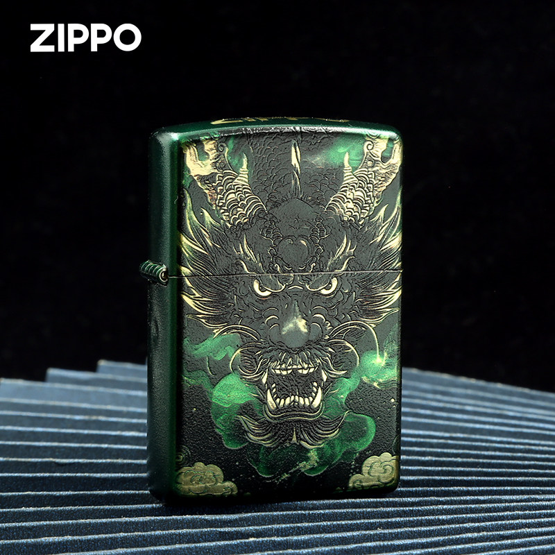 ZIPPO正品之宝黑金龙煤油打火机国潮送男友生日礼物个性防风原装