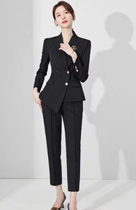 时尚不对称套装女秋冬后开叉西装职业女装套装女设计感小众高级感