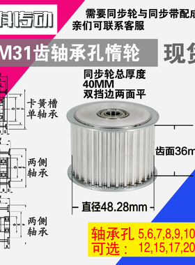 AF型 轴承孔铝同步轮S5M31齿  直径48.28 槽宽3 6 齿面惰轮涨紧轮
