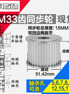 AF型 轴承孔铝同步轮 5M33齿  直径51.42 槽宽3 6 齿面惰轮涨紧轮