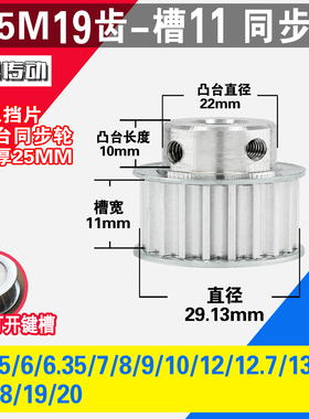 劲科铝同步轮 BF型5M19齿  直径29.13 槽宽1 1 凸台直径2 2长1 0