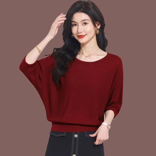 桑蚕丝短袖t恤女夏季冰丝针织衫