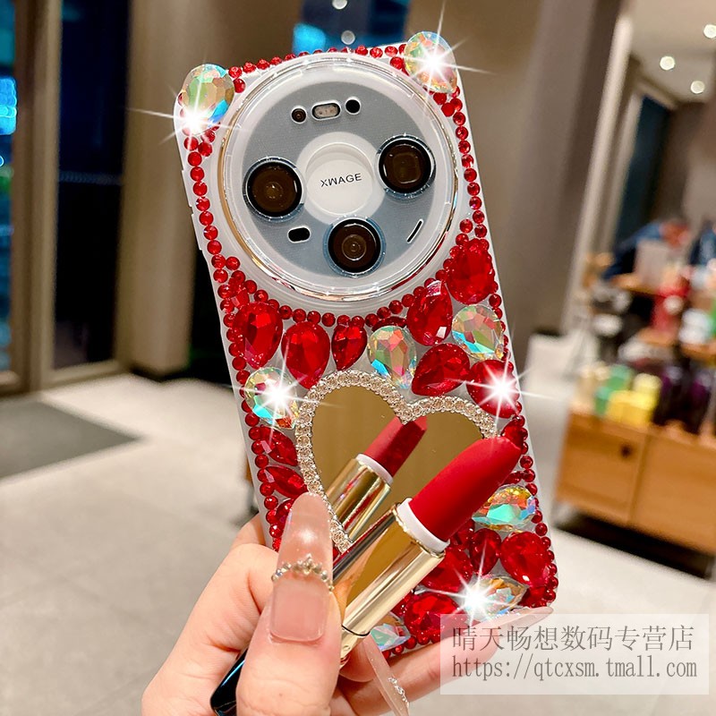 适用华为mate80手机壳防摔补妆镜