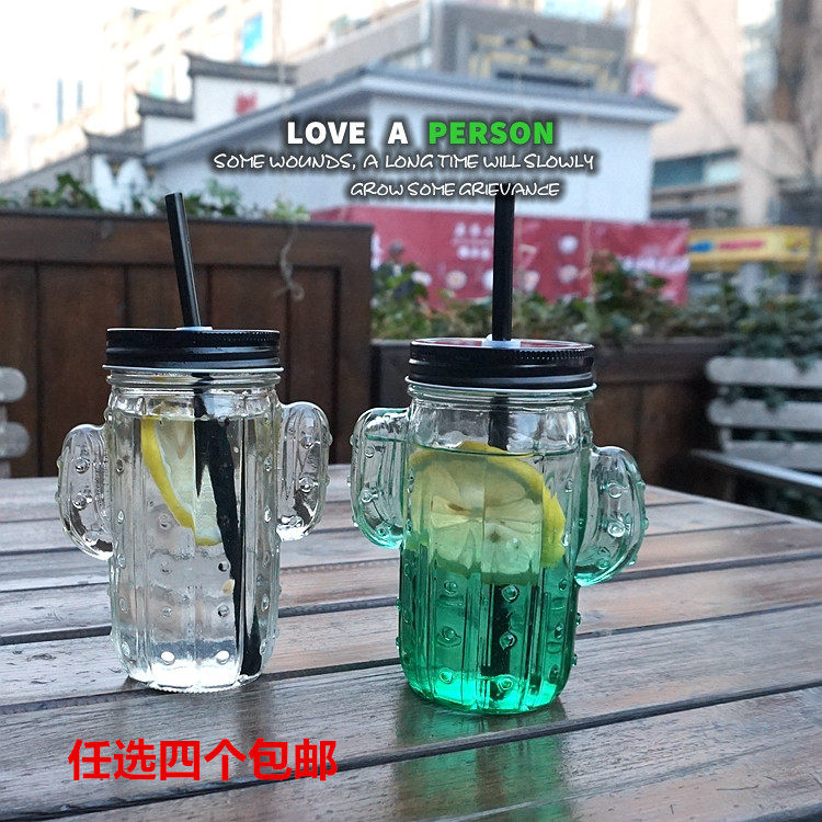 创意风仙人掌耐热透明喝水杯子