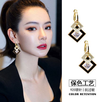 黑色气质独特耳环女2026新款爆款925纯银耳钉夸张高级感轻奢耳饰