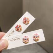 醒狮耳钉新年款 中国风醒舞狮塑形高级防过敏耳钉少女学生可爱卡通