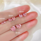 日韩银耳钉925纯银粉色爱心钻石简约小巧女闪钻耳蜗钉耳骨钉耳环