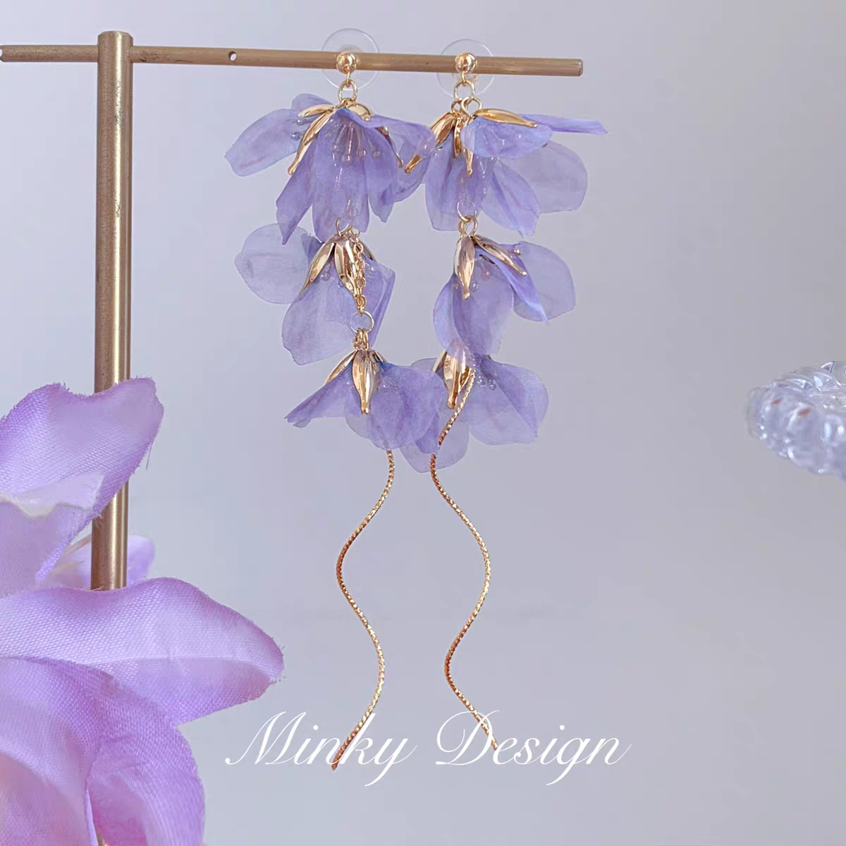 徜徉花海~夏日甜美长款紫色花朵流苏耳钉女耳环小众度假风耳饰,饰品/流行首饰/时尚饰品新,耳环,淘宝优惠券,粉丝福利购,淘宝优惠卷