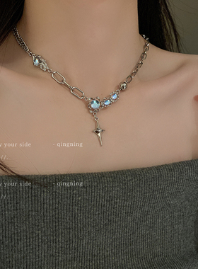 月光石项链女荆棘芒星小众甜酷嘻