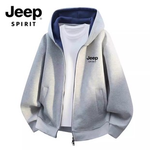 JEEP SPIRIT开衫卫衣男2026春季新款潮牌青少年外套学生纯棉上衣