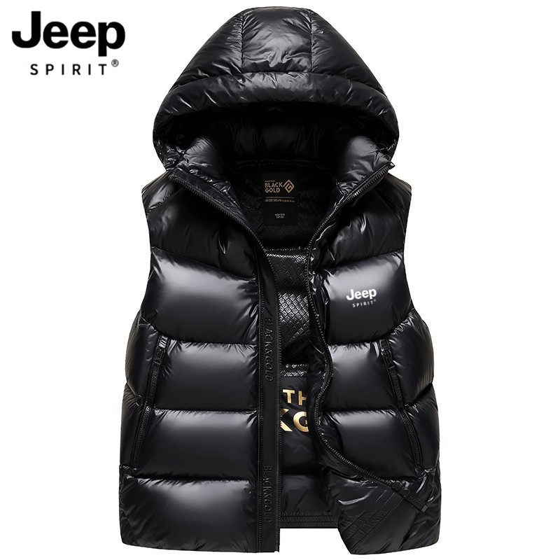JEEP SPIRIT羽绒马甲男款2025新款冬季加厚保暖无袖坎肩连帽外套,男装,羽绒马甲,淘宝优惠券,粉丝福利购,淘宝优惠卷