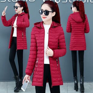 羽绒棉服女中长款韩版修身2021新款中年妈妈棉袄轻薄宽松显瘦棉衣